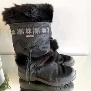 Tecnica Skandia Classic Cuffed Calf Hair Black Fur Winter Boot Size 7